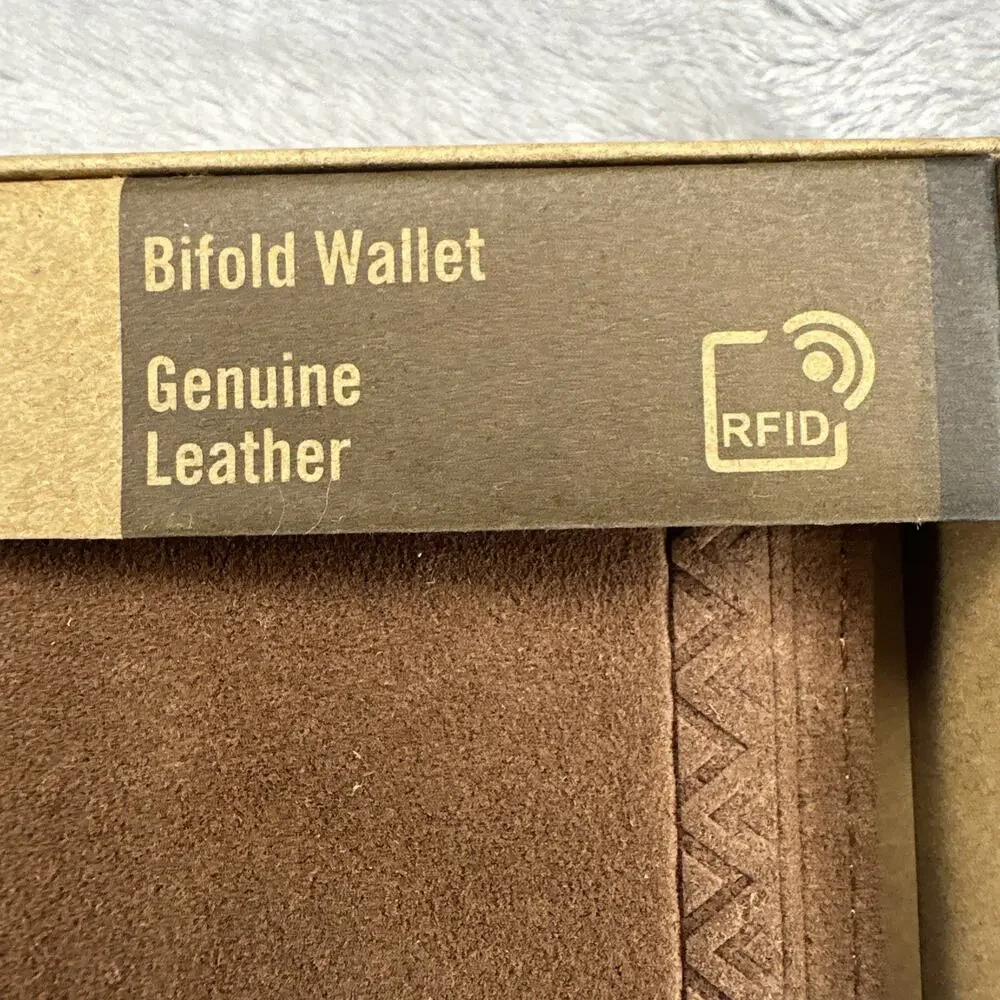 Justin Men's Wallet Bifold Brown Suede Leather Roughout RFID‎ Western Aztec NEW